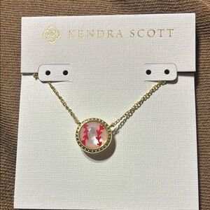 Kendra Scott BASEBALL Gold Necklace with Red Accent Disc